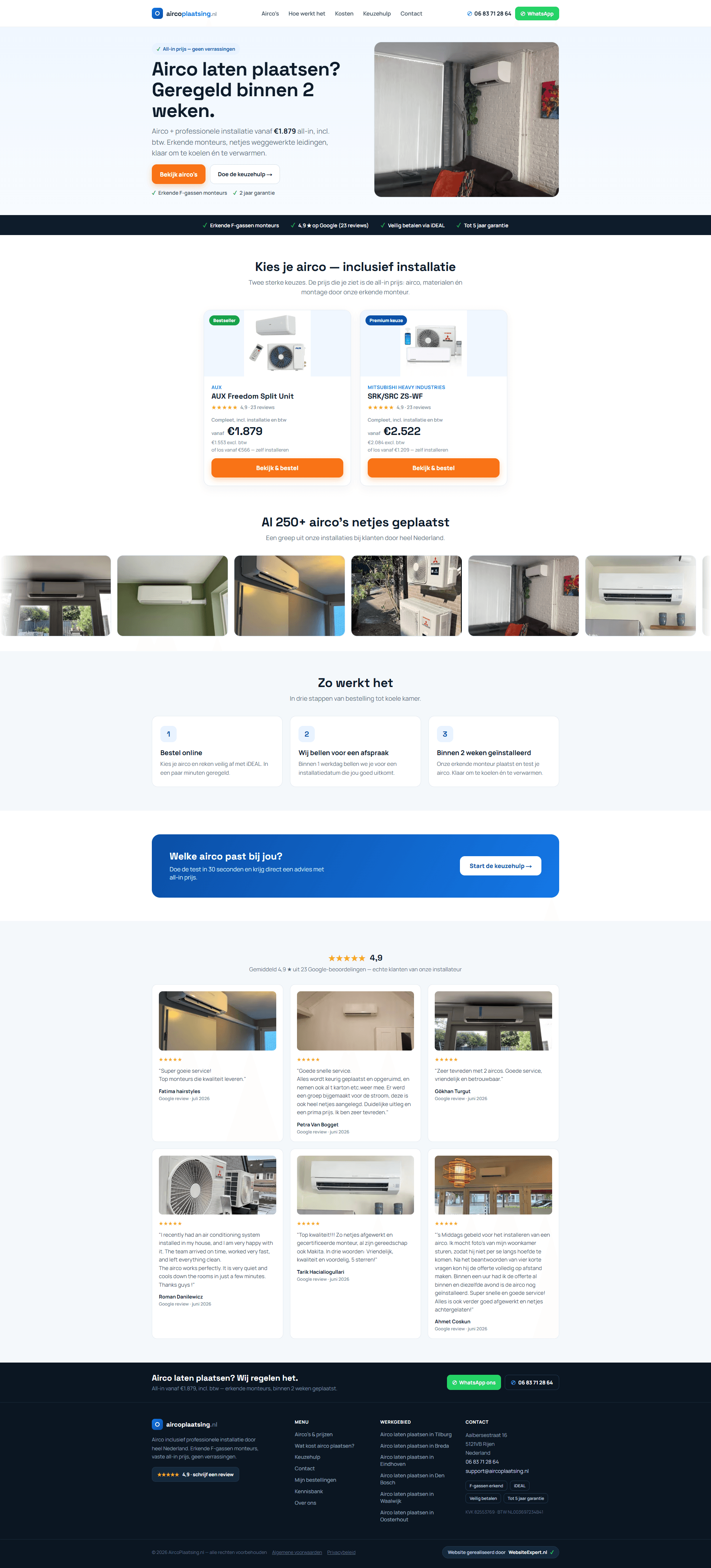 Aircoplaatsing.nl — desktop weergave