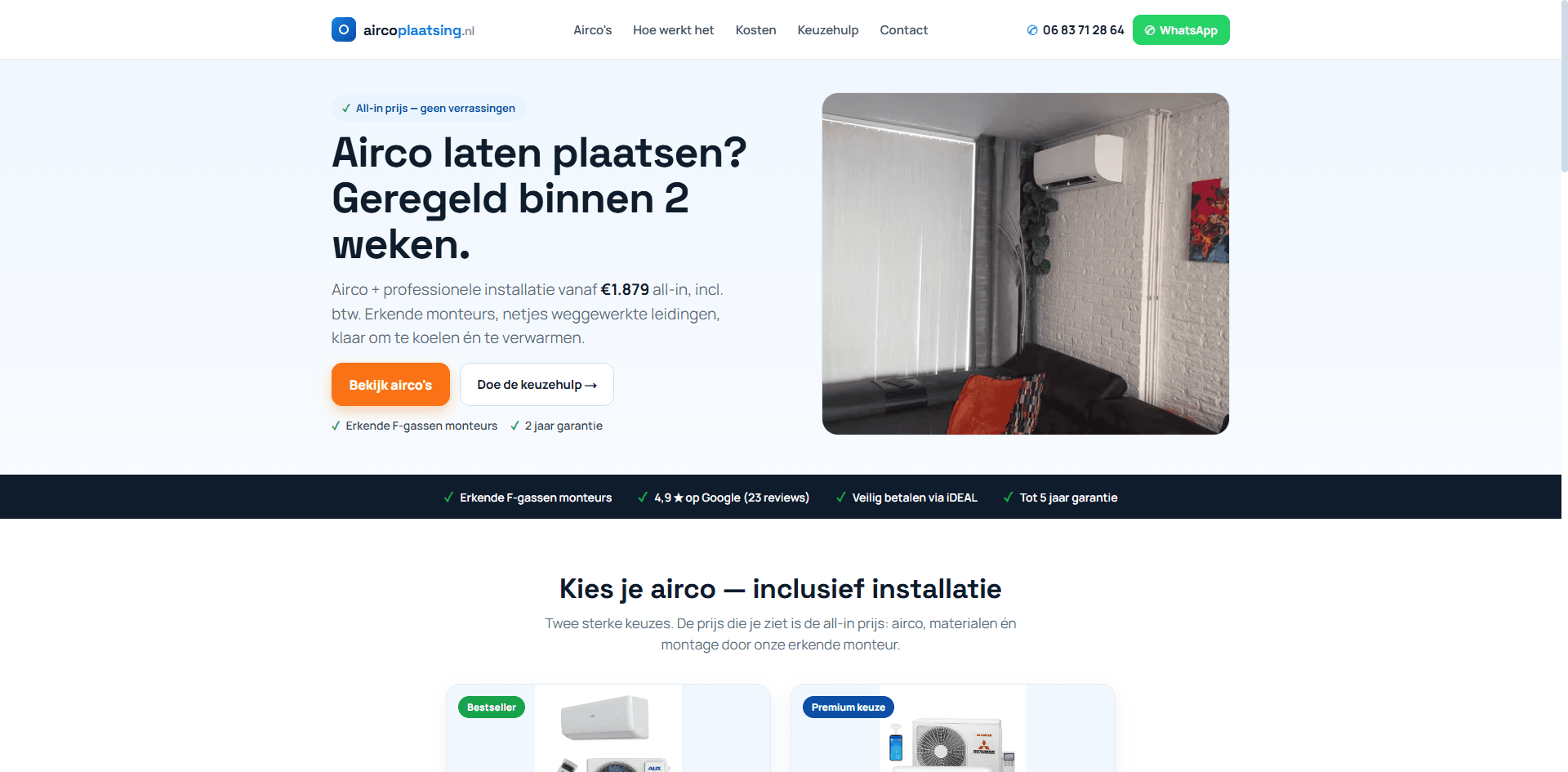 Aircoplaatsing.nl — Custom webshop met admin paneel