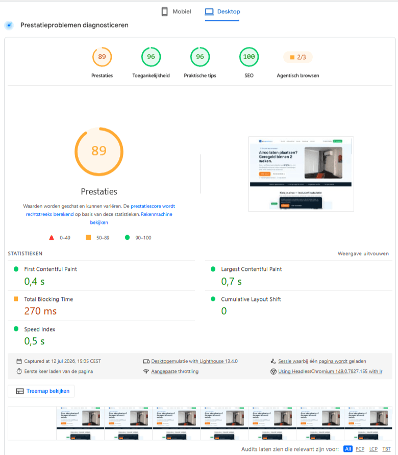 PageSpeed voorheen desktop