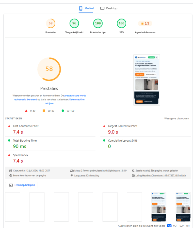 PageSpeed voorheen mobiel