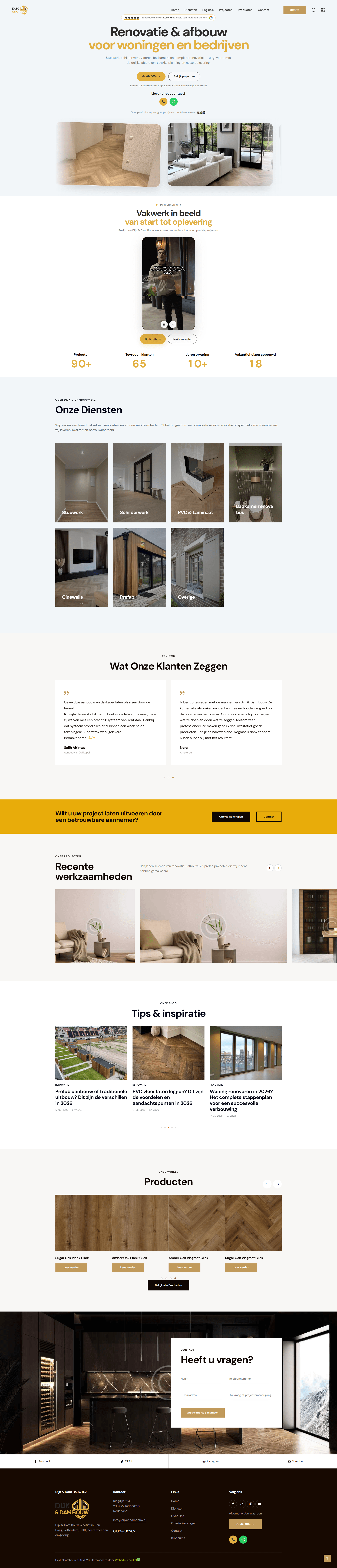 Dijk & Dam Bouw — desktop weergave