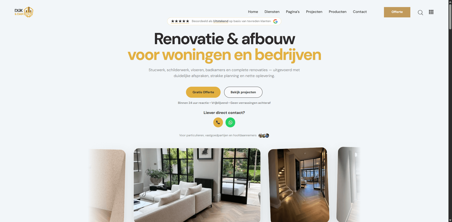 Dijk & Dam Bouw — Premium WordPress website met custom code