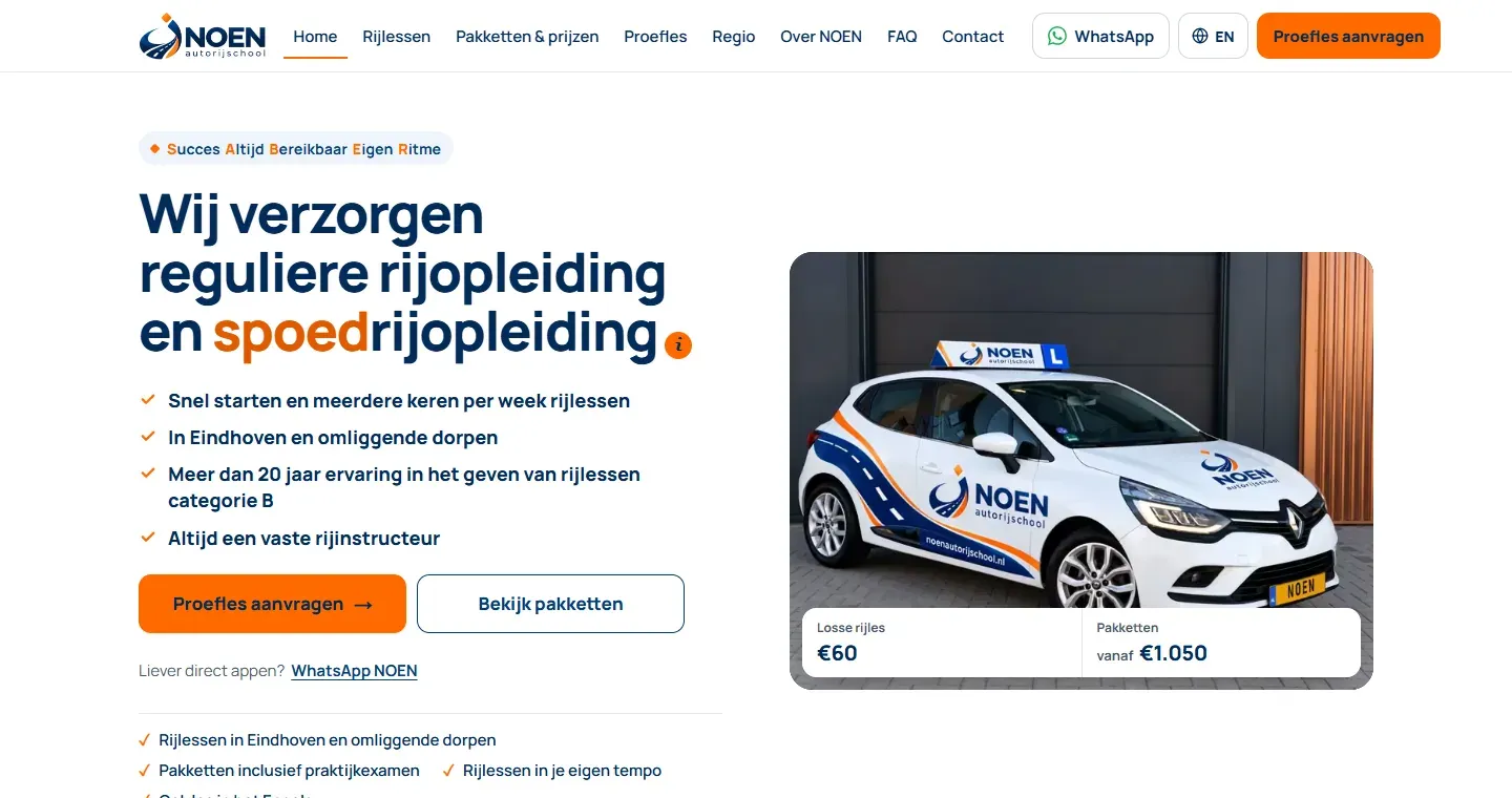 NOEN Autorijschool — Tweetalige rijschoolwebsite voor Eindhoven